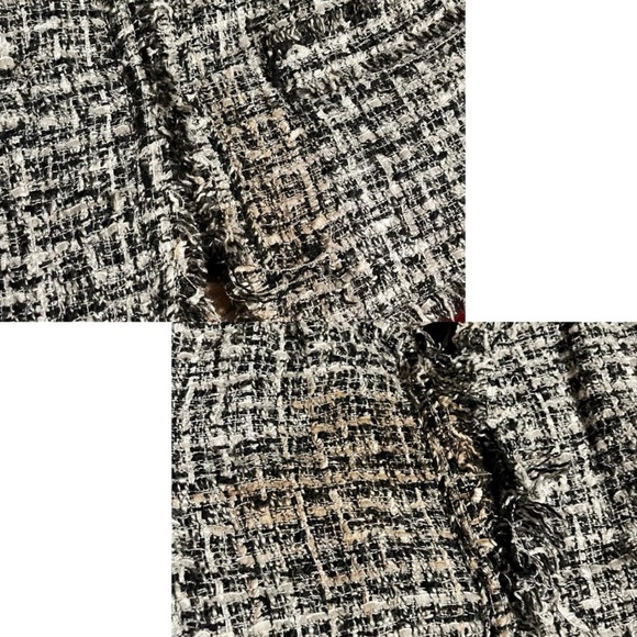 Boston Proper woven tweed chic Black and white jacket with frayed hem size M - Picture 8 of 11